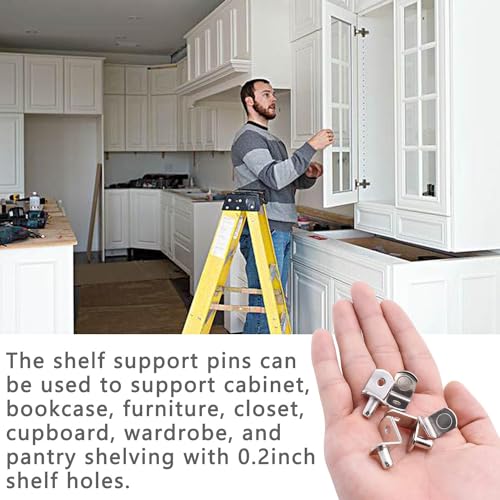 LonlyEagle 5mm Shelf Support Peg，Support Cabinet Shelf Pins，Shelf Bracket Pegs with Hole，L-Shaped Nickel Plated Furniture Replacement Peg for Bookcase Kitchen Closet Shelf Shelves Furniture Cabinet - Image 5