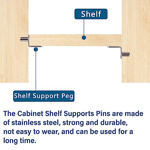 LonlyEagle 5mm Shelf Support Peg，Support Cabinet Shelf Pins，Shelf Bracket Pegs with Hole，L-Shaped Nickel Plated Furniture Replacement Peg for Bookcase Kitchen Closet Shelf Shelves Furniture Cabinet - Image 3