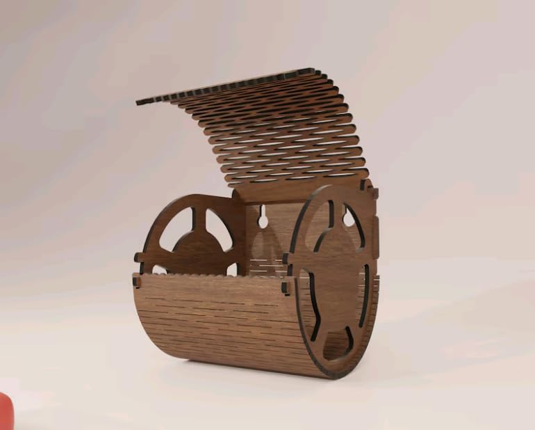 MeeCraft Wooden Toilet Paper Holder Wall Mounted Tissue Dispenser 12 x 11 x 11 cm Brown - Image 4