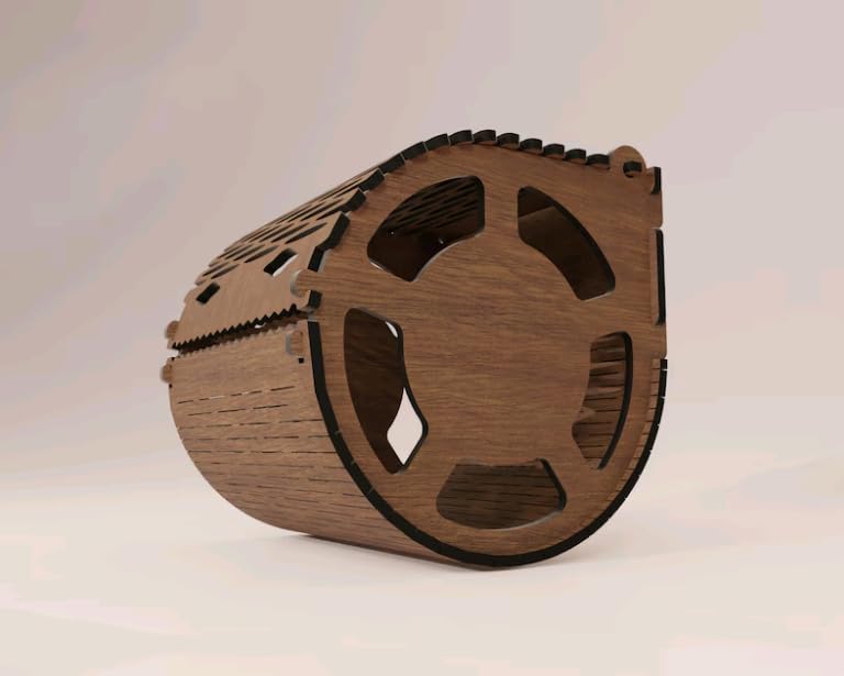 MeeCraft Wooden Toilet Paper Holder Wall Mounted Tissue Dispenser 12 x 11 x 11 cm Brown - Image 2