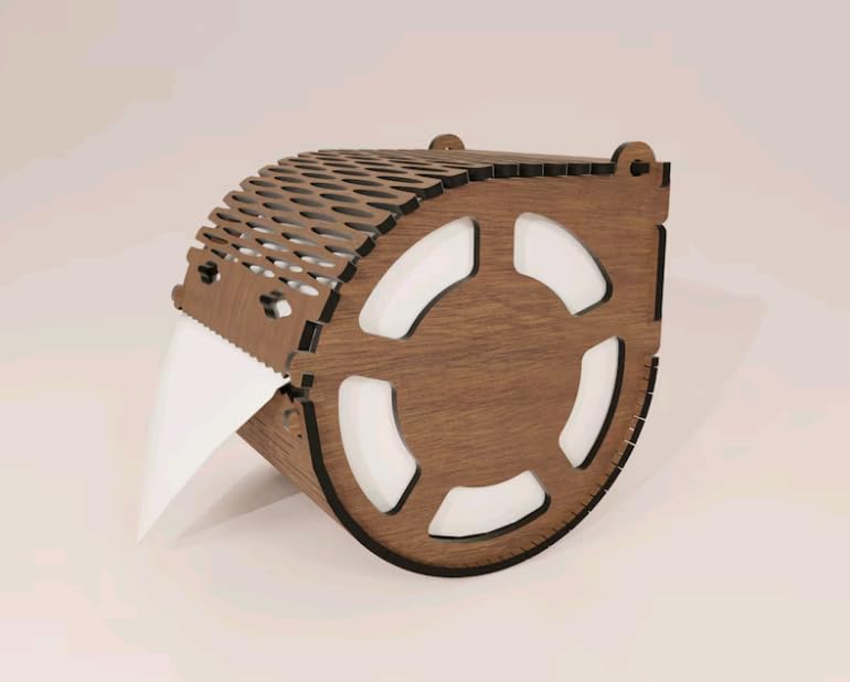 MeeCraft Wooden Toilet Paper Holder Wall Mounted Tissue Dispenser 12 x 11 x 11 cm Brown - Image 5