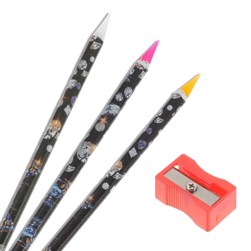 Aiyorse 3 Pcs Rhinestone Picker SelfAdhesive Wax Pencil Diamond Art Pen Rhinestone Applicator Gem Picker Jewel Dotting Tools for Nail Art with Pencil Sharpener - Image 1