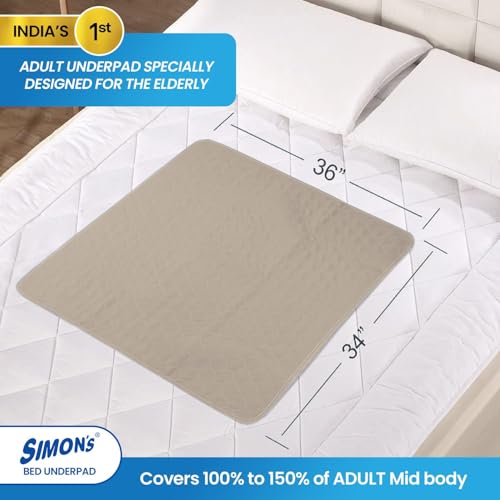 Simon's Simon’s Adult Reusable Classic Bed Underpad for Elderly, Heavy Absorbency Large Size 34 X 36 inches | Leak Proof 4 Layer Design Protects Surfaces for Incontinence Patients – Brown | Pack of 1 - Image 5