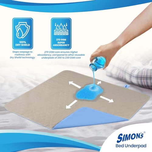 Simon's Simon’s Adult Reusable Classic Bed Underpad for Elderly, Heavy Absorbency Large Size 34 X 36 inches | Leak Proof 4 Layer Design Protects Surfaces for Incontinence Patients – Brown | Pack of 1 - Image 4