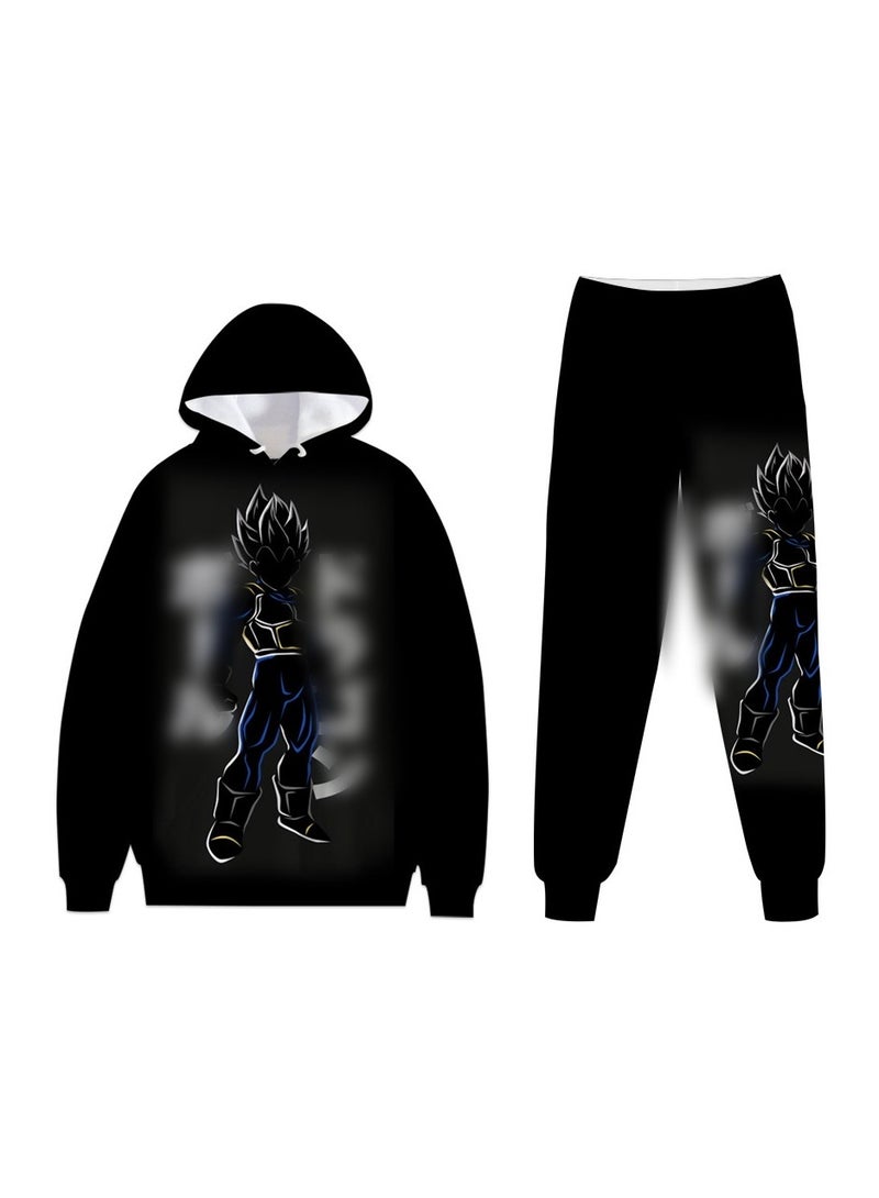 KUYING New Dragon Ball 3D Digital Printed Hooded Sweatshirt And Pants Set  - Image 1