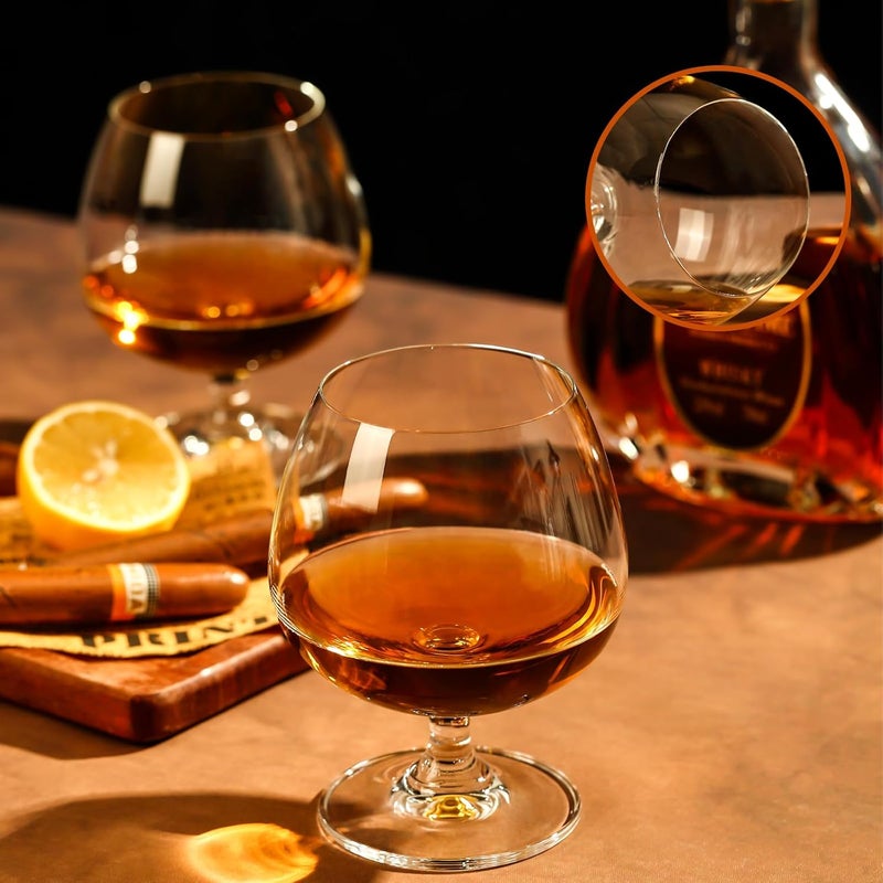 Physkoa 22 oz Large Brandy Snifter Glasses – Set of 4 Short Stem Giant Brandy & Cognac Glasses for Bourbon, Scotch, Tequila, Rum, Beer & Spirits - Image 2