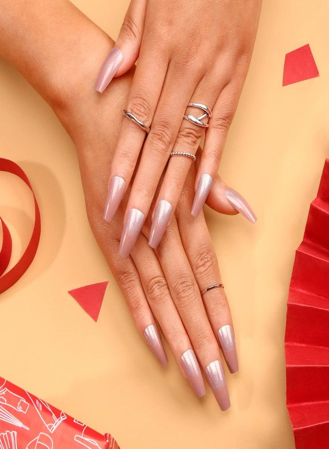 MLEN DIARY Press on Nails Coffin Medium Fake Nails Acrylic Full Cover Stick on Nails Valentines False Nails for Women and Girls (24 PCS) - Image 4