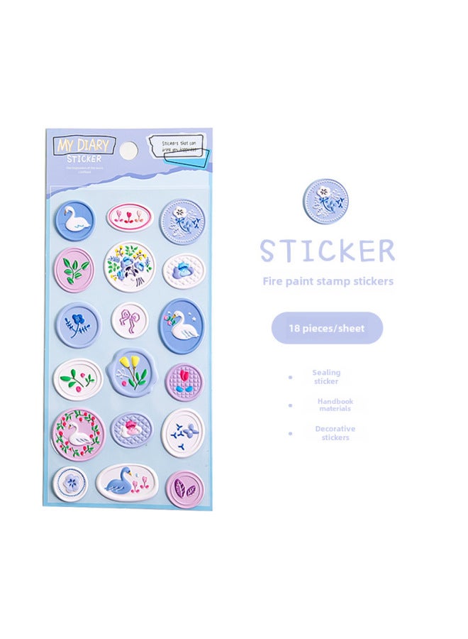 Planwith High-looking Imitation Fire Paint Seal Stickers Student Journal Envelope Diy Decorative Sealing Stickers Three-dimensional Crystal Stickers - Image 1