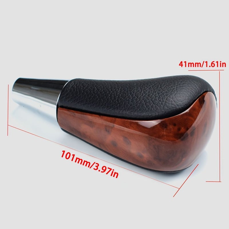 Car Shift Knob Lever Mahogany Cover Beige Leather Interior Universal Auto Accessories - Image 2