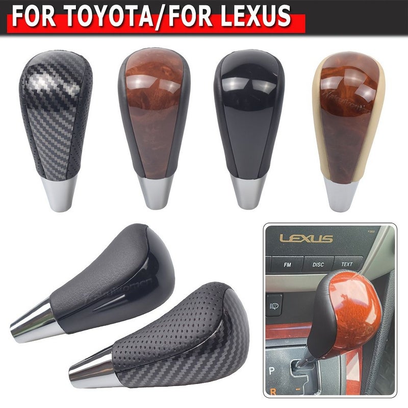 Car Shift Knob Lever Mahogany Cover Beige Leather Interior Universal Auto Accessories - Image 1