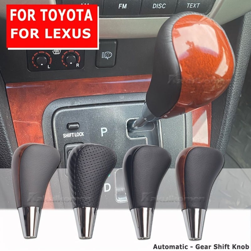 Car Shift Knob Lever Mahogany Cover Beige Leather Interior Universal Auto Accessories - Image 5
