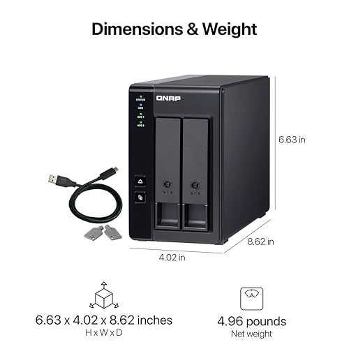 QNAP TR-002-A-US 2 Bay USB Type-C Direct Attached Storage (DAS) with Hardware RAID (Diskless) - Image 5