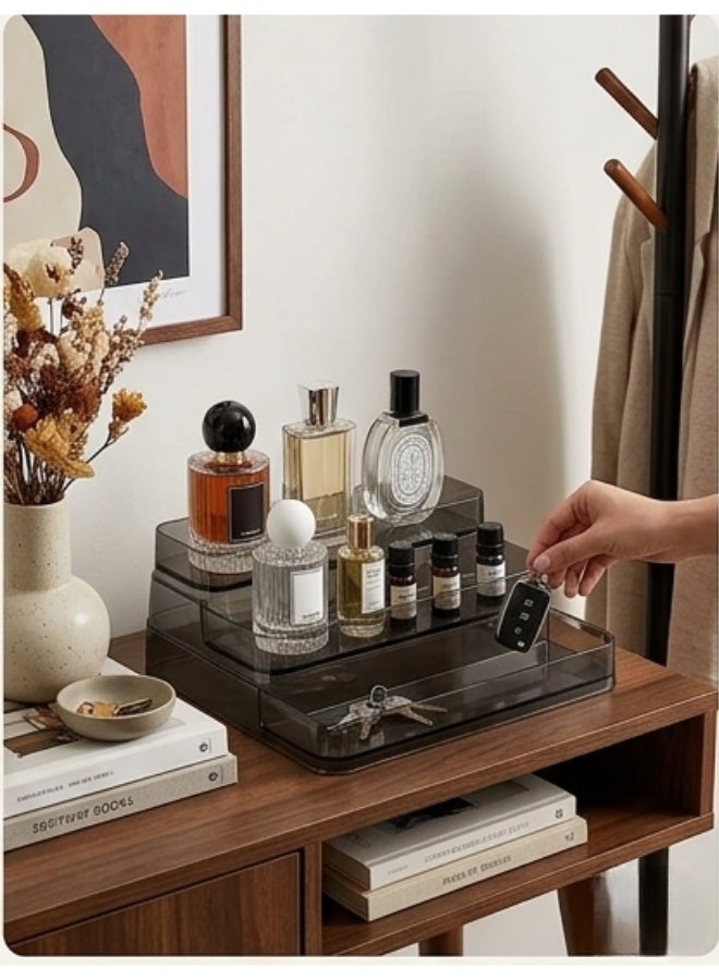 3-Tier Acrylic Shelf Organizer, Display Stand and Vanity Organizer for Perfumes, Makeup, Cosmetics, Cupcakes, and Plastic Figurines. Versatile design for home, bathroom, office, and shops. Displays your items neatly and tidy. - Image 2