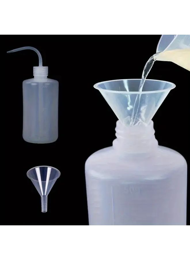Plastic Squeeze Bottle With Funnel 500ml Wide Mouth Narrow Spout For Lab Cleaning Plant Care - Image 5