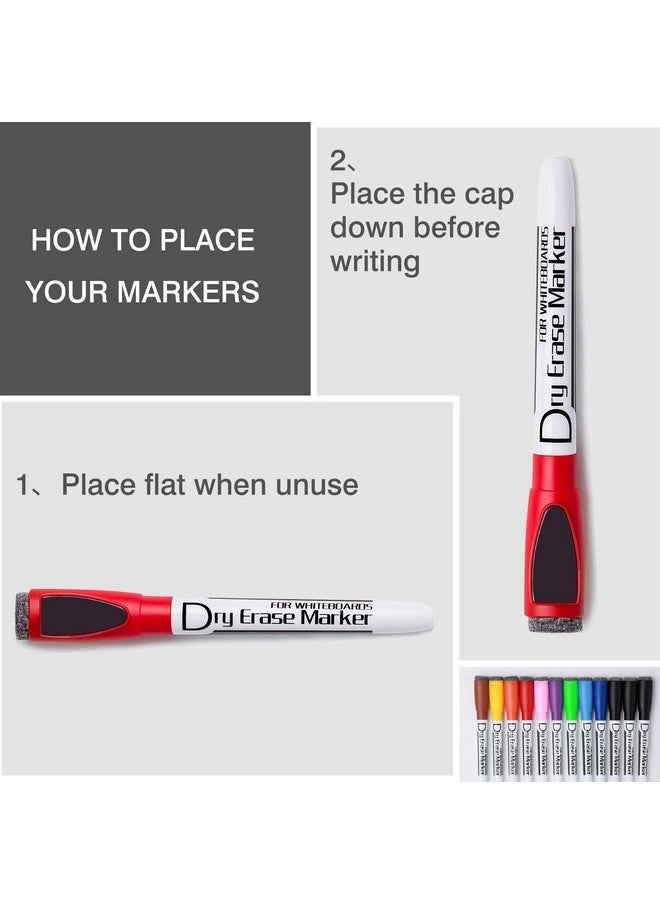 Volcanics Magnetic Dry Wipe Pens Dry Erase Markers With Eraser Cap Low Odor Fine Tip Whiteboard Pens Pack Of 12,10 Colors  - Image 4