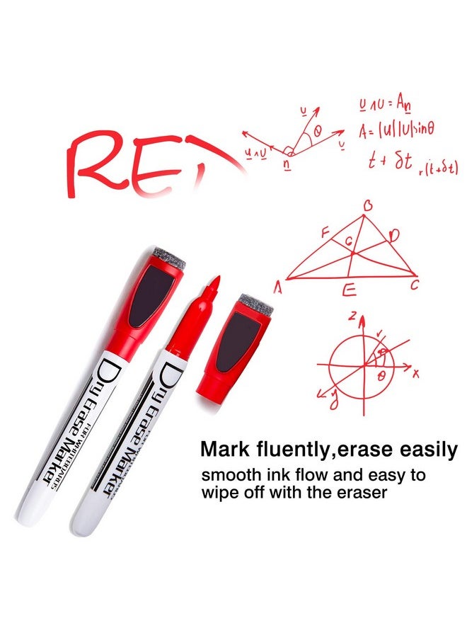 Volcanics Magnetic Dry Wipe Pens Dry Erase Markers With Eraser Cap Low Odor Fine Tip Whiteboard Pens Pack Of 12,10 Colors  - Image 3