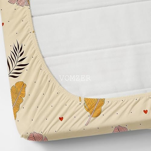 VOMZER 320 TC Cotton Feel All Around Elastic Fitted Queen Size Bedsheets, Supersoft Elastic Fitted Double Bedsheet with 2 Pillow Covers, Size 60x78x8 Inches (Cream) - Image 4