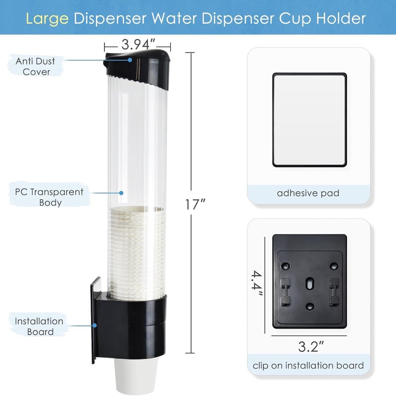 Zipron Cup Dispenser Water Dispenser Cup Holder Pull Type Paper Automatic Remover 7oz - 12oz Cone or Flat Bottom Cups for Home Office Hospital - Image 1