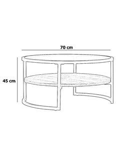 AGD Round Coffee Table, Glass Surface Top & wooden shelf and Sturdy Metal Legs ,Sofa Table for Living Room Modern Design Home Furniture with Storage Open Shelf (Black)  - Image 5