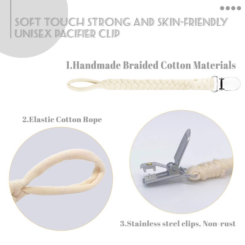 Duludulu 7 Pcs Braided Pacifier Clip, Pacifier Clips for Boys & Baby Girls, Pacifier Holder Clip Binky Clips - Image 2
