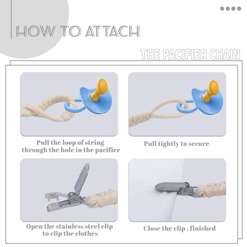 Duludulu 7 Pcs Braided Pacifier Clip, Pacifier Clips for Boys & Baby Girls, Pacifier Holder Clip Binky Clips - Image 4