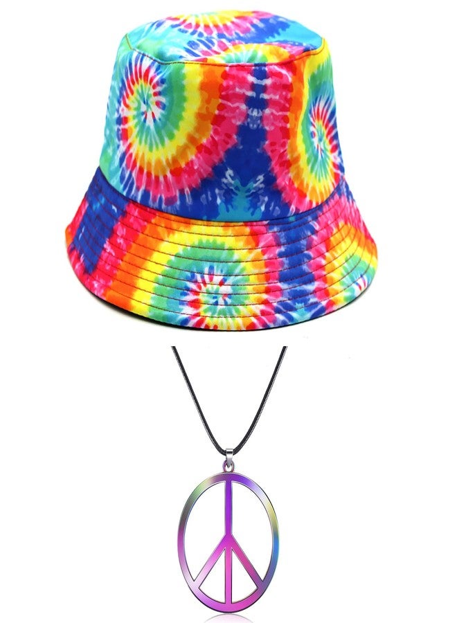 Paticr 2 Pack Hippie Tie Dye Bucket Hat, Unisex Cotton Reversible Sun Hat Travel Cap, 80s 90s Party Fisherman Hats (Set A) - Image 3