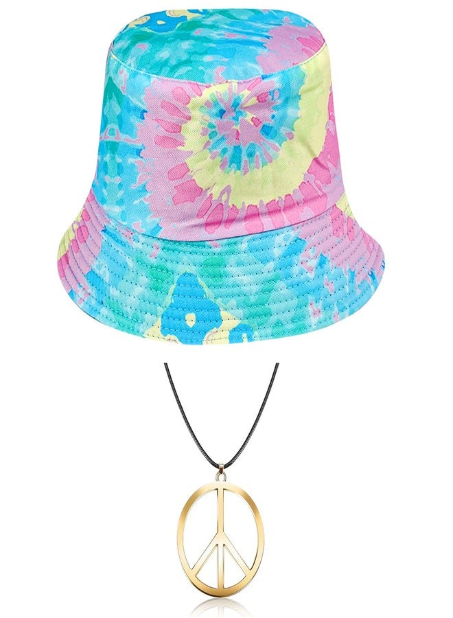 Paticr 2 Pack Hippie Tie Dye Bucket Hat, Unisex Cotton Reversible Sun Hat Travel Cap, 80s 90s Party Fisherman Hats (Set A) - Image 4