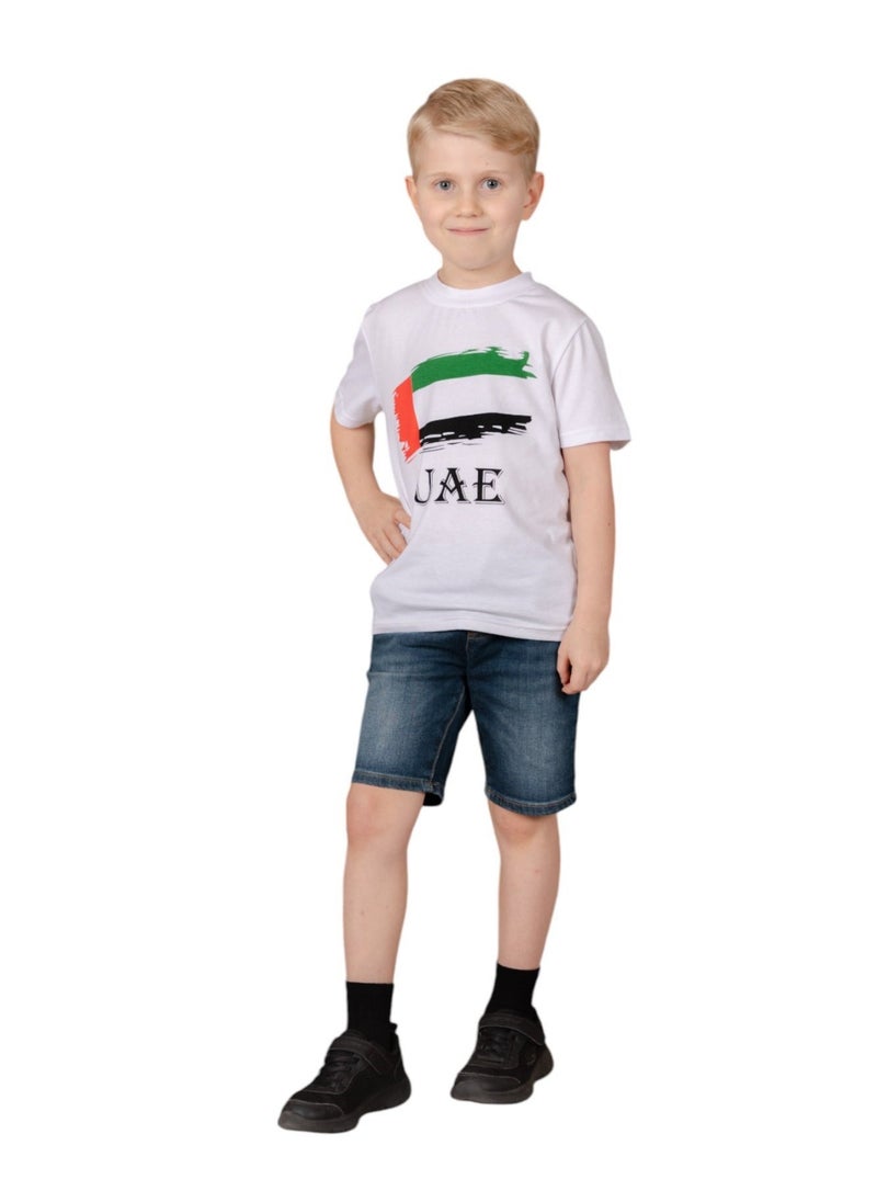 D'Daniela Boys UAE National Flag T- Shirt - White - Image 1