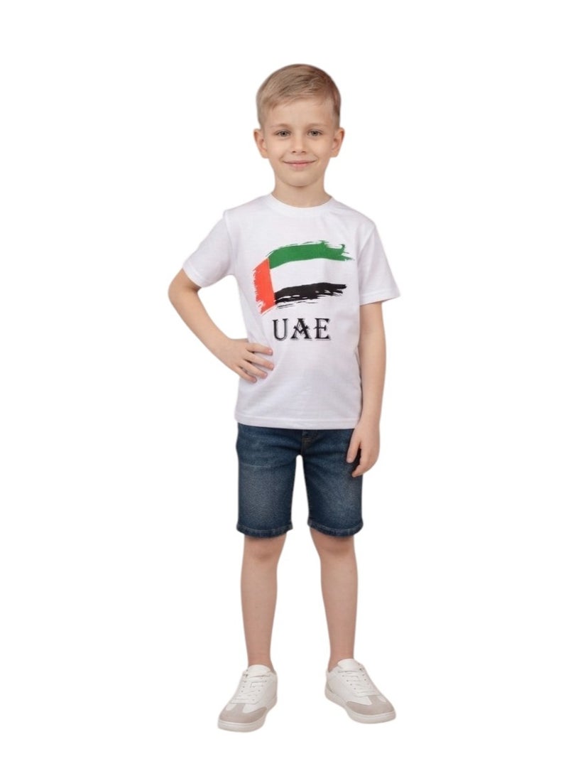 دانيال تيشيرت علم الإمارات الوطني للأولاد - أبيض - Image 1