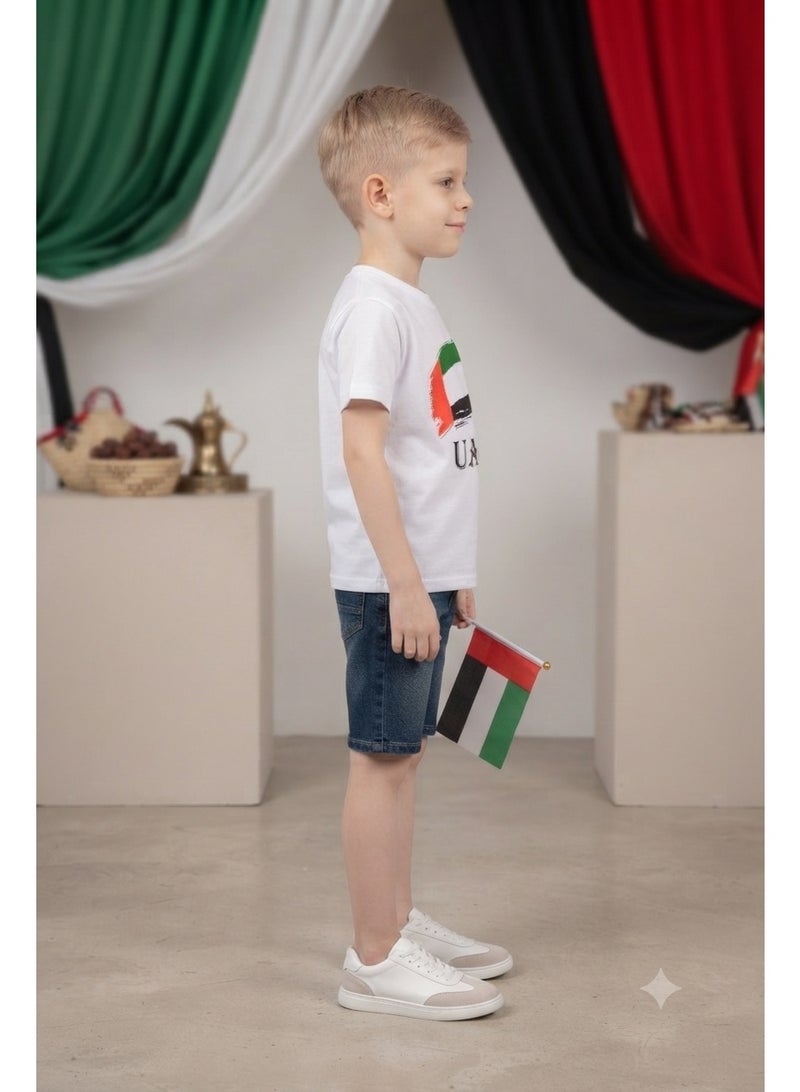 دانيال تيشيرت علم الإمارات الوطني للأولاد - أبيض - Image 3