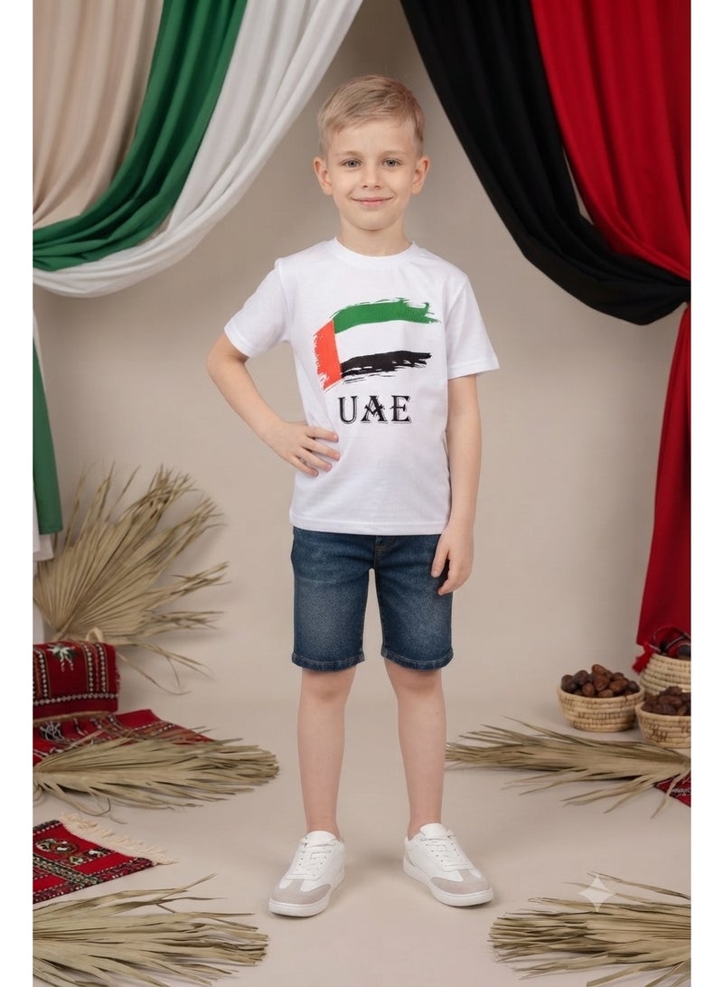 دانيال تيشيرت علم الإمارات الوطني للأولاد - أبيض - Image 4