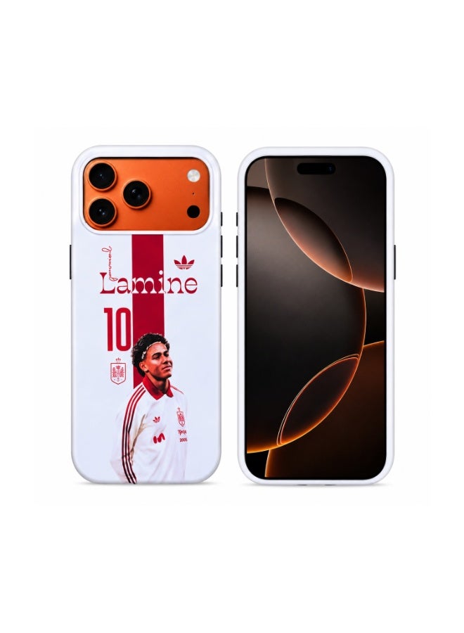 Lacoz Football Theme Lamine Yamal Spain Team Logo Printed Slim Fit Anti-Scratch Back Case with Precision Cut-Outs and Comfortable Grip Shockproof Protective Cover Compatible With iPhone 16 Pro Max - Image 1