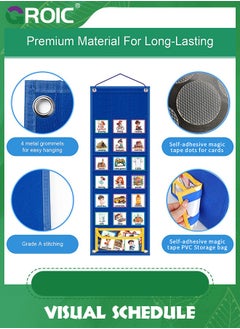 GROIC Kids Visual Schedule Calendar Chart, 2 in 1 Autism Daily Chore Routine Chart With 96 Cards,Kids Visual Behavioral Tool Wall Planner for Home,Morning Bedtime Routine Chart for Toddlers  - Image 2