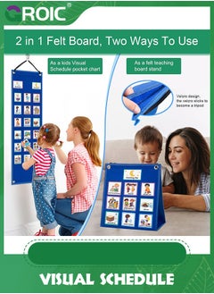GROIC Kids Visual Schedule Calendar Chart, 2 in 1 Autism Daily Chore Routine Chart With 96 Cards,Kids Visual Behavioral Tool Wall Planner for Home,Morning Bedtime Routine Chart for Toddlers  - Image 4