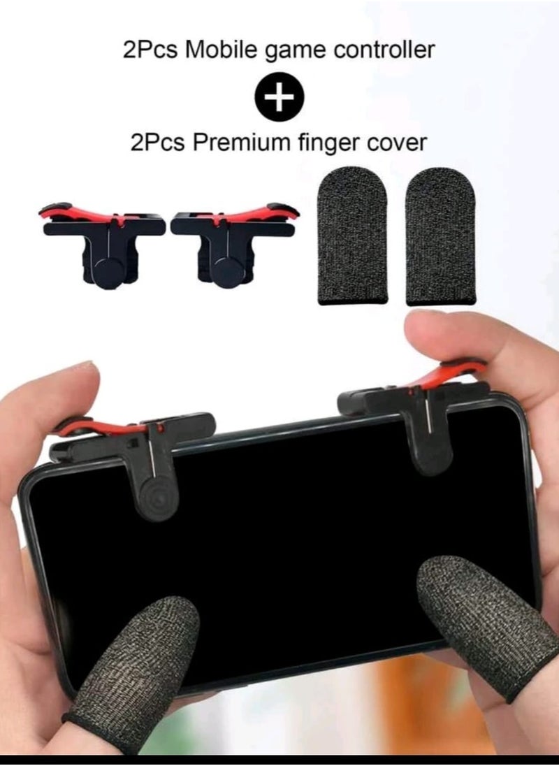 Generic 2Pcs Premium Finger Cover and 2pcs Mobile Game Trigger Controller PUBG Trigger Mobile Game Triggers Cell Phone Game Controller  - Image 1