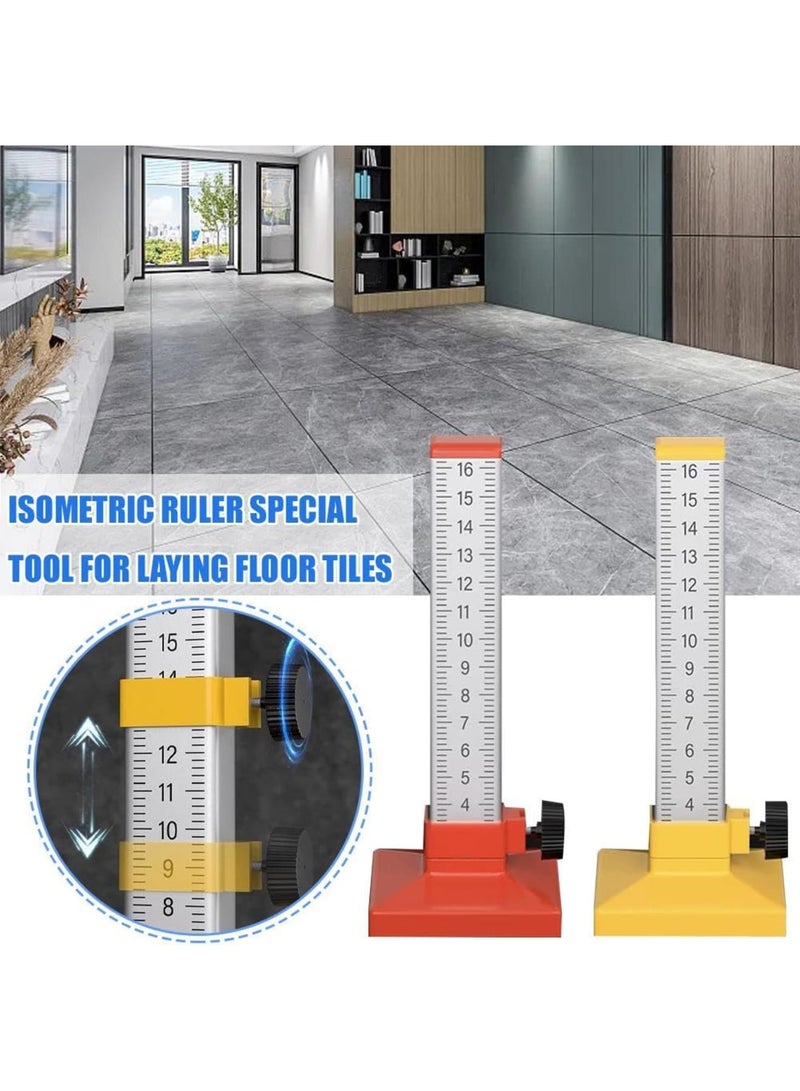 Cobest Lay Floor Tile Special Ruler, 2 Pcs Bricklayer Graduated Scale with Double-Sided Clear Scale, Tiling Horizontal Leveling Positioning Ruler, Isometric Ruler for Accurate and Consistent Tile Placement - Image 2