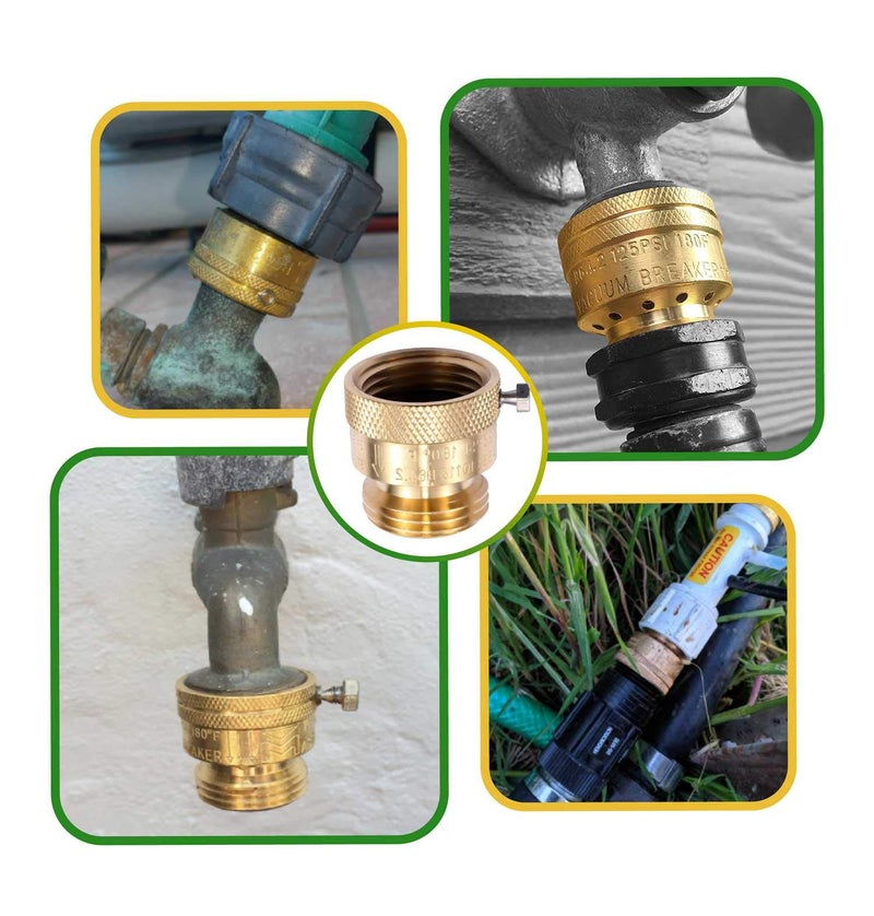 Litorange 2 Pack Brass 3/4" Inch GHT Hose Bibb Connector Backflow Preventer Vacuum Breaker - Image 5