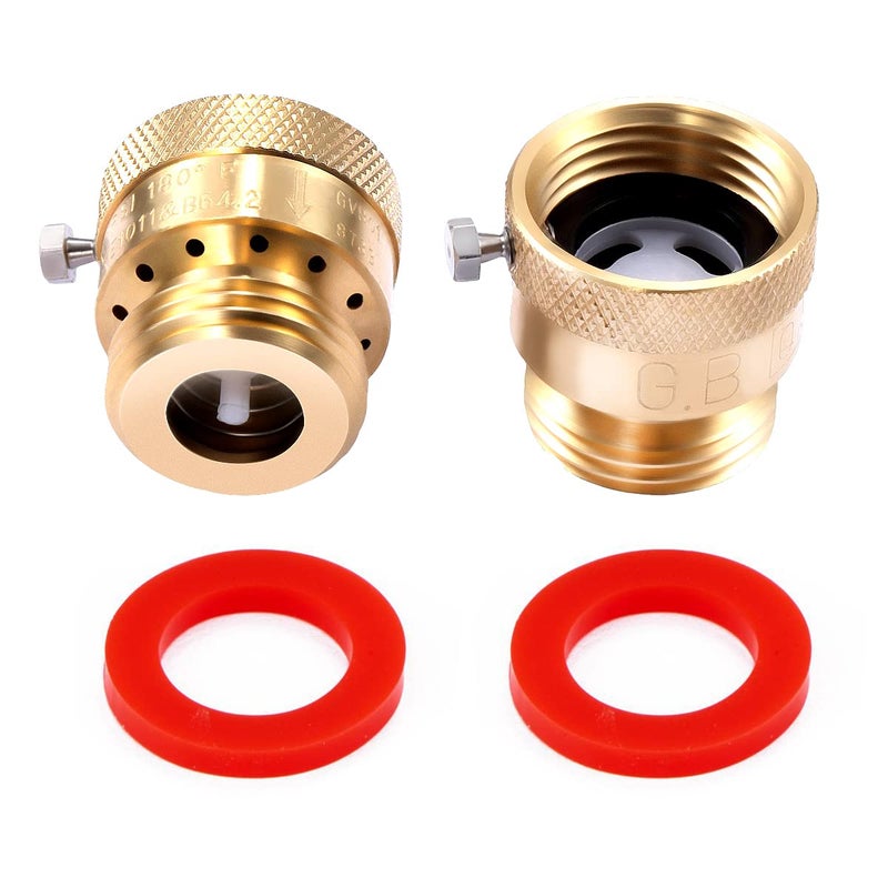 Litorange 2 Pack Brass 3/4" Inch GHT Hose Bibb Connector Backflow Preventer Vacuum Breaker - Image 1