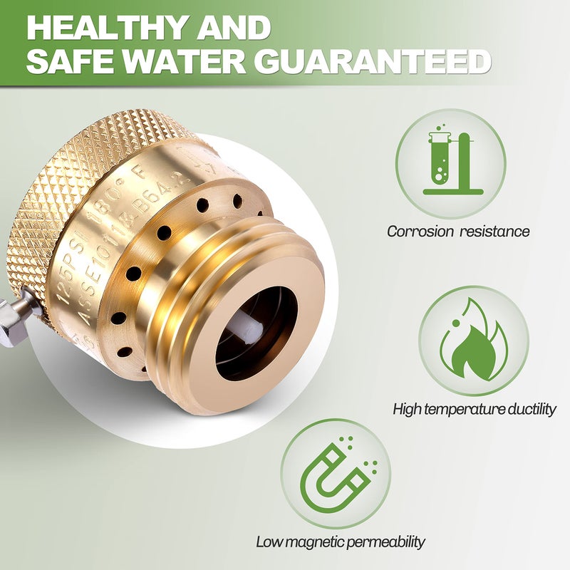Litorange 2 Pack Brass 3/4" Inch GHT Hose Bibb Connector Backflow Preventer Vacuum Breaker - Image 2