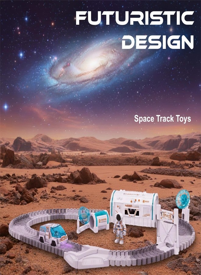 SNAPTRON Space Race Track, Space Train Track Set, 143PCS DIY Flexible Tracks Toys for Boys 7-14 Years| Train Set for Kids with 1 Mini Star Projector, 1 Light Up Car & 2 Astronauts Toy for Kids - Image 5