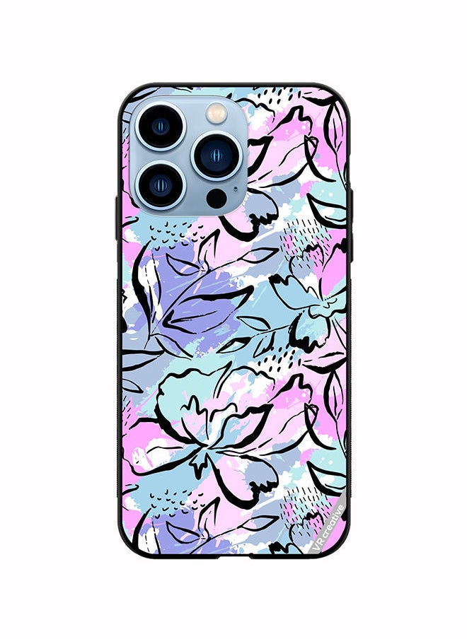 VR CREATIVE - Protective Case Cover For Apple iPhone 14 Pro Abstract Flowers Print Design Multicolour - Image 1