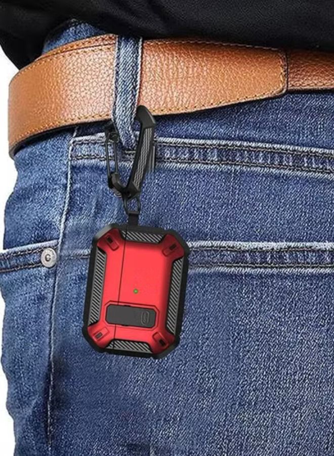 ACLIX AirPods Pro 2nd Generation Case Cover 2022, AirPods Pro 2 Protective Case with Lock Gen 2 Military Hard Rugged Shockproof Cover with Keychain Airpods Pro 2, Red - Image 4