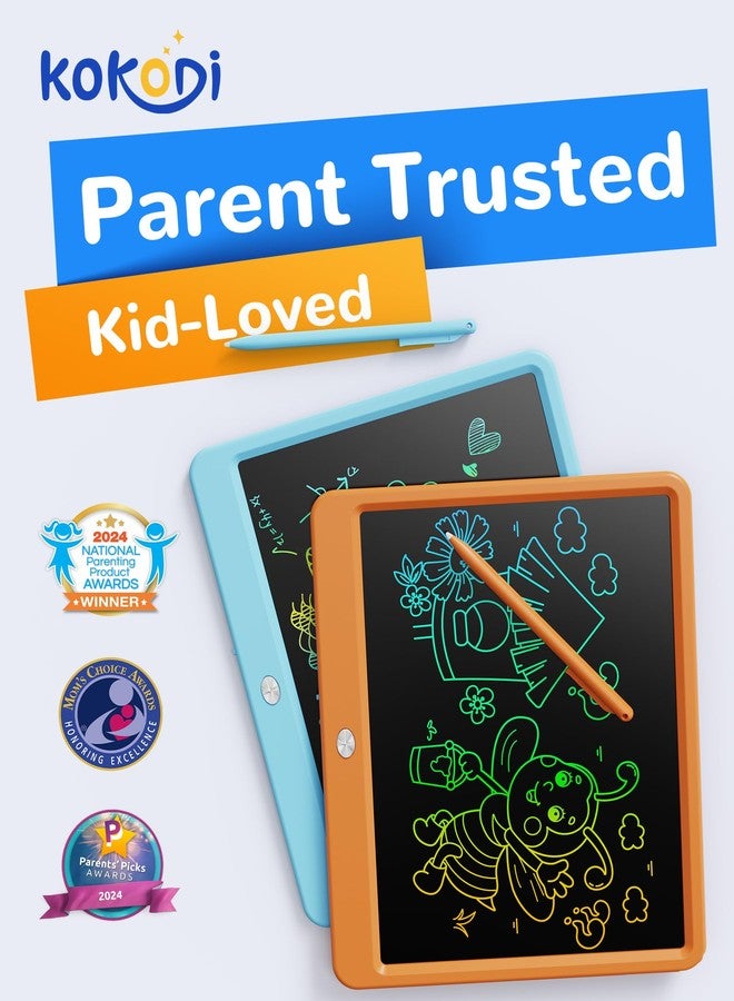KOKODI LCD Writing Tablet, 12 Inch Colorful Toddler Doodle Board Drawing Tablet, Erasable Reusable Electronic Drawing Pads, Educational and Learning Toy for 3-6 Years Old Boy and Girls(Orange) - Image 2