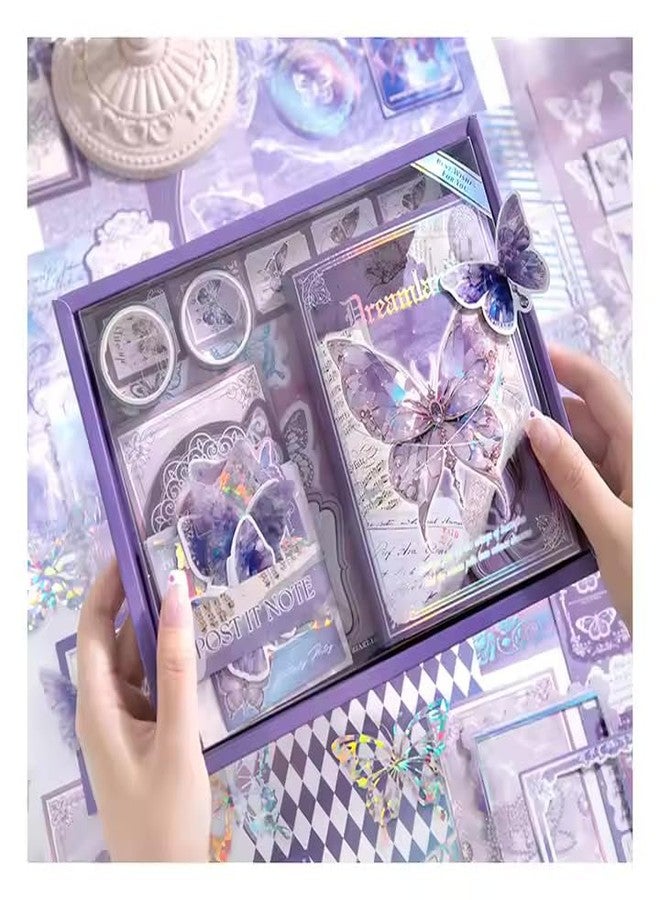 VOLDOT 346pcs Vintage Scrapbook Stickers Pack for Art Journaling Bullet Junk Journal Planners DIY Paper Stickers Craft Kits Notebook Collage Album Aesthetic Sticker (Harry Potter Butterfly Purple) - Image 2