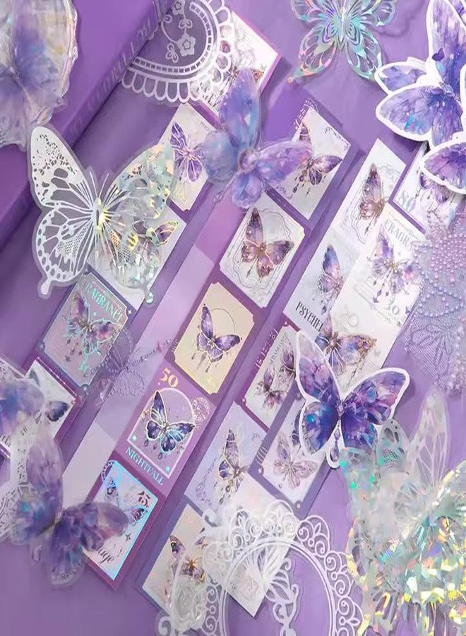 VOLDOT 346pcs Vintage Scrapbook Stickers Pack for Art Journaling Bullet Junk Journal Planners DIY Paper Stickers Craft Kits Notebook Collage Album Aesthetic Sticker (Harry Potter Butterfly Purple) - Image 5