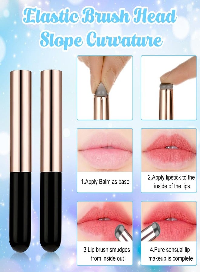 MAYCREATE® 4PCS Silicone Lip Applicator Brush for Makeup Concealer with Cap for Lipstick Gloss Tint Mask Black - Image 4