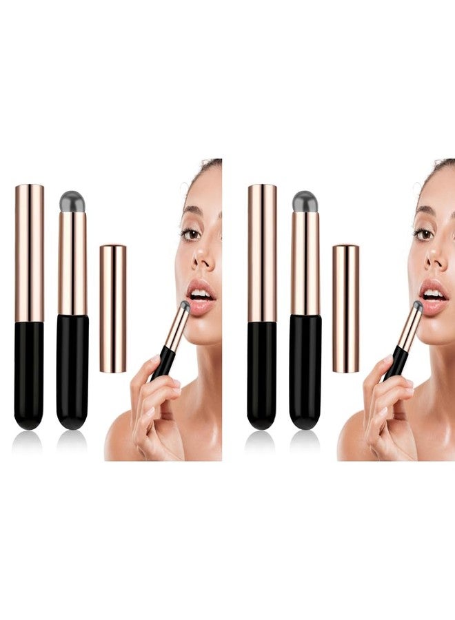 MAYCREATE® 4PCS Silicone Lip Applicator Brush for Makeup Concealer with Cap for Lipstick Gloss Tint Mask Black - Image 1