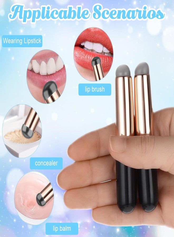 MAYCREATE® 4PCS Silicone Lip Applicator Brush for Makeup Concealer with Cap for Lipstick Gloss Tint Mask Black - Image 3