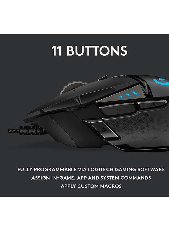 Logitech G502 Hero Wired Gaming Mouse 25600 DPI - Black