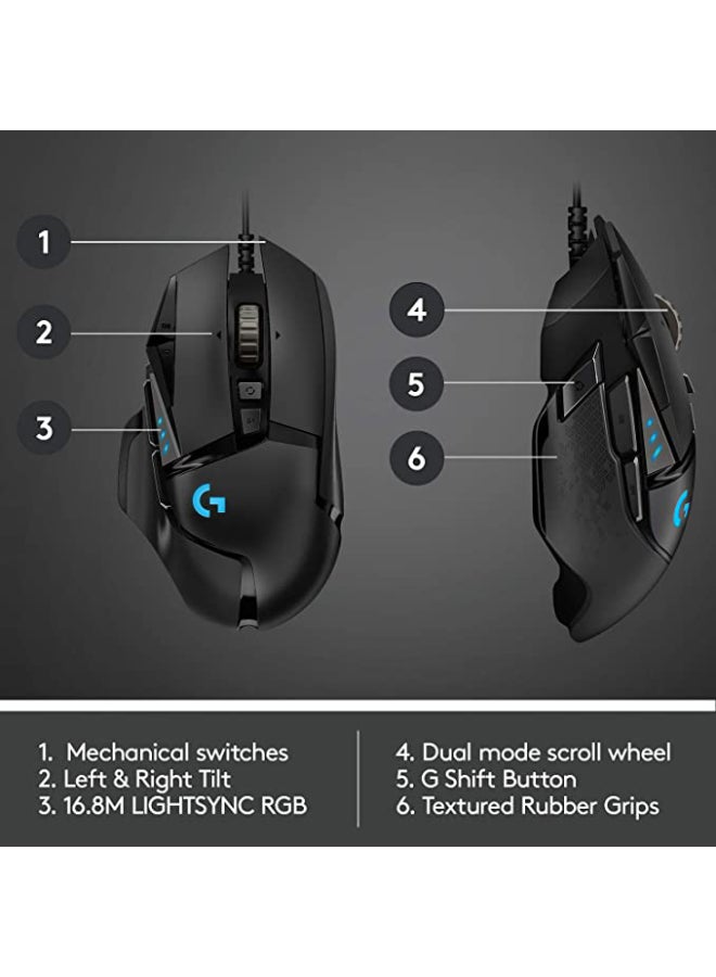 Logitech G502 Hero Wired Gaming Mouse 25600 DPI - Black